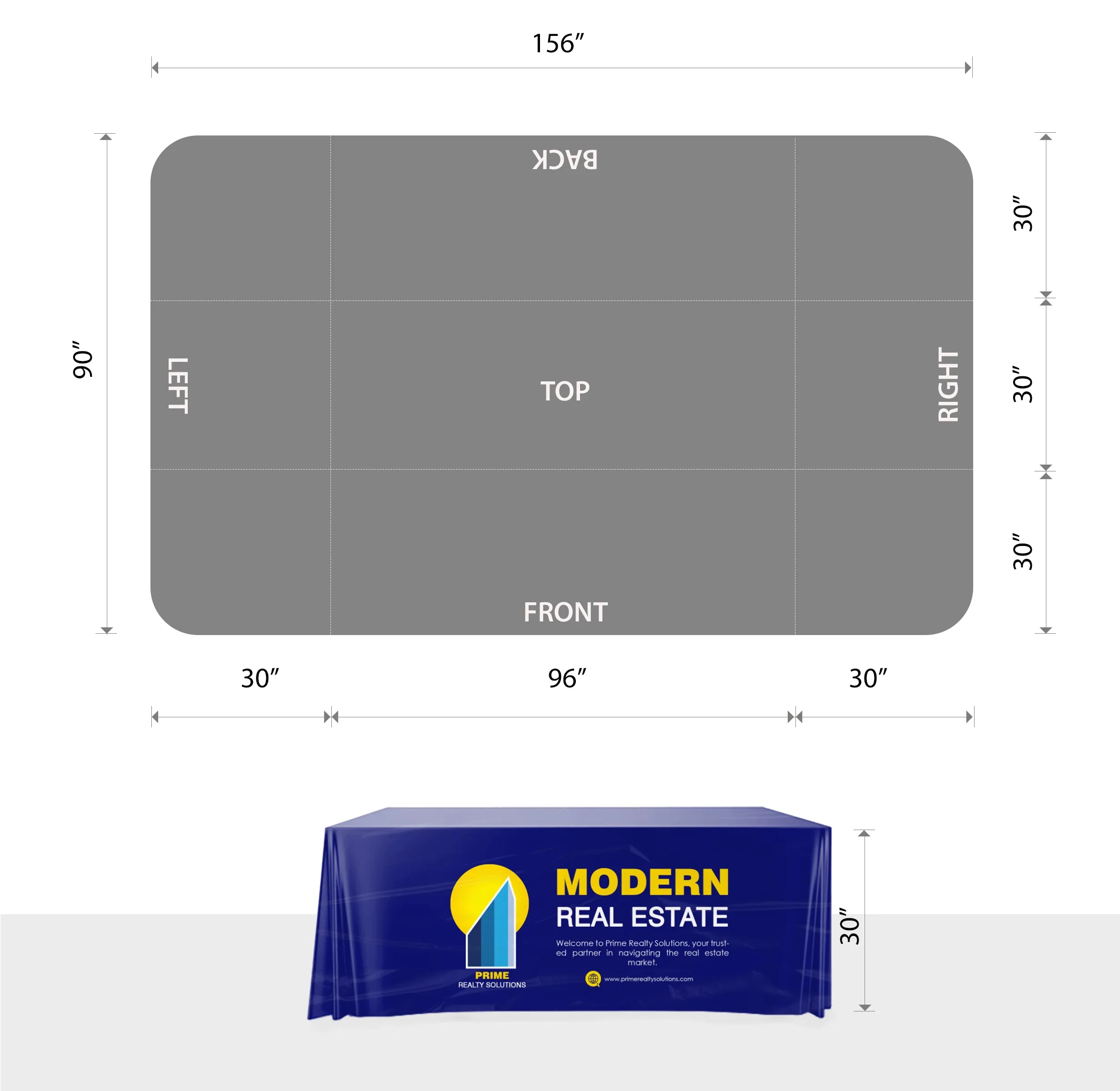 8' Disposable plastic table covers - front panel, full color 6