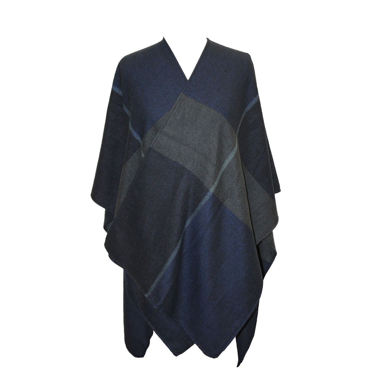 Navy and Dark Gray Plaid Blanket Wrap 2
