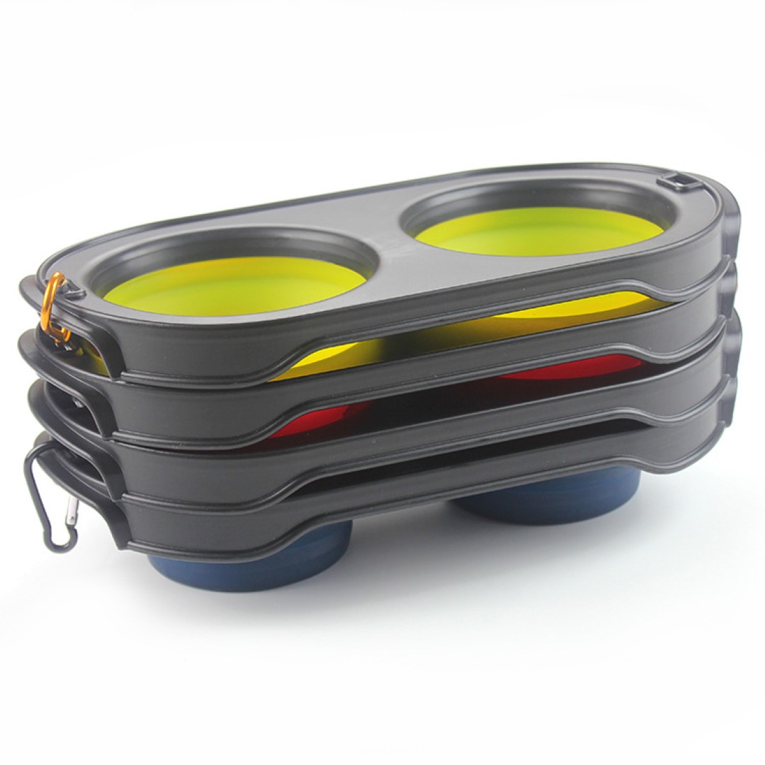 Pet Double Bowl Foldable Travel Feeder 9