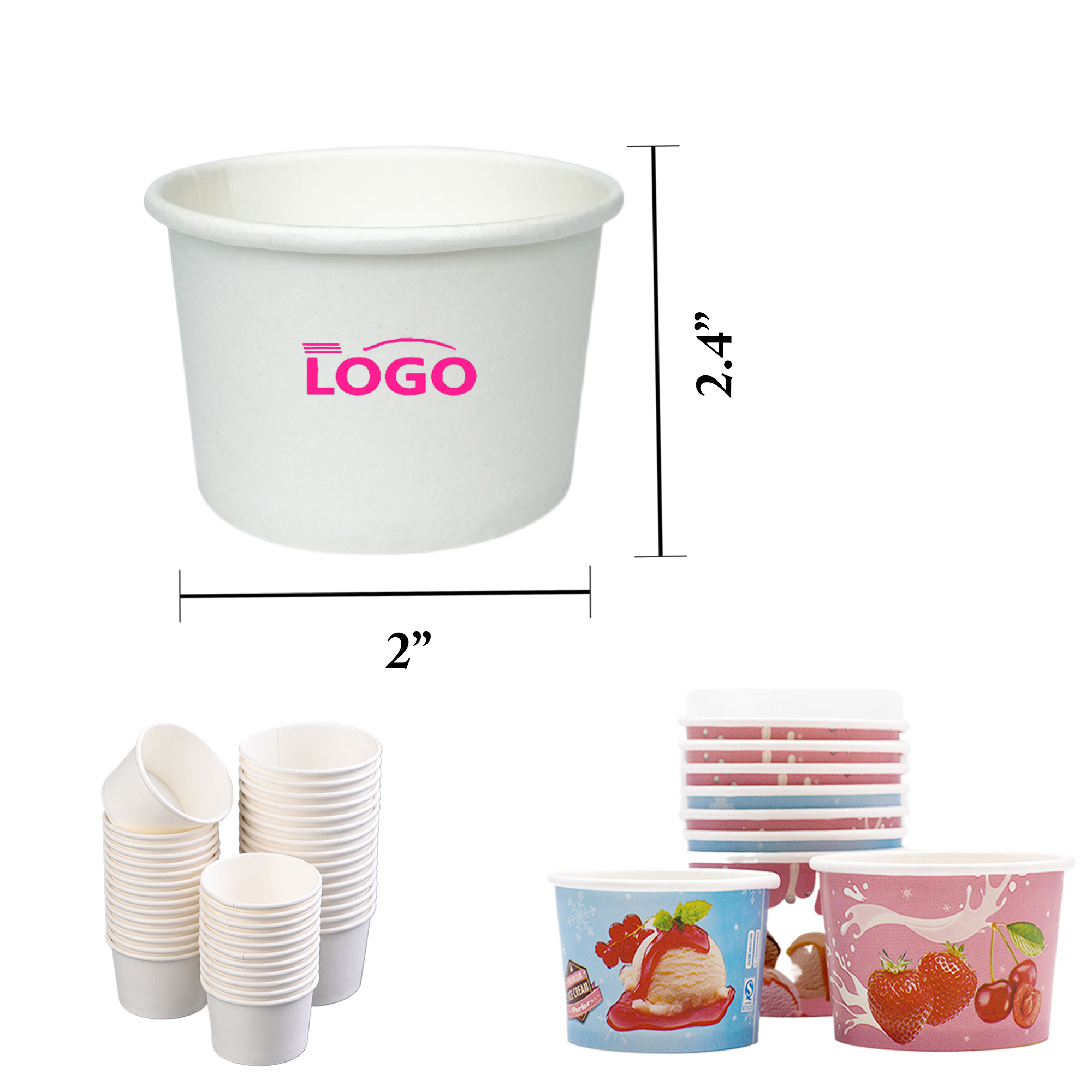 Ice Cream Paper Bowls Disposable Yogurt Cups 2