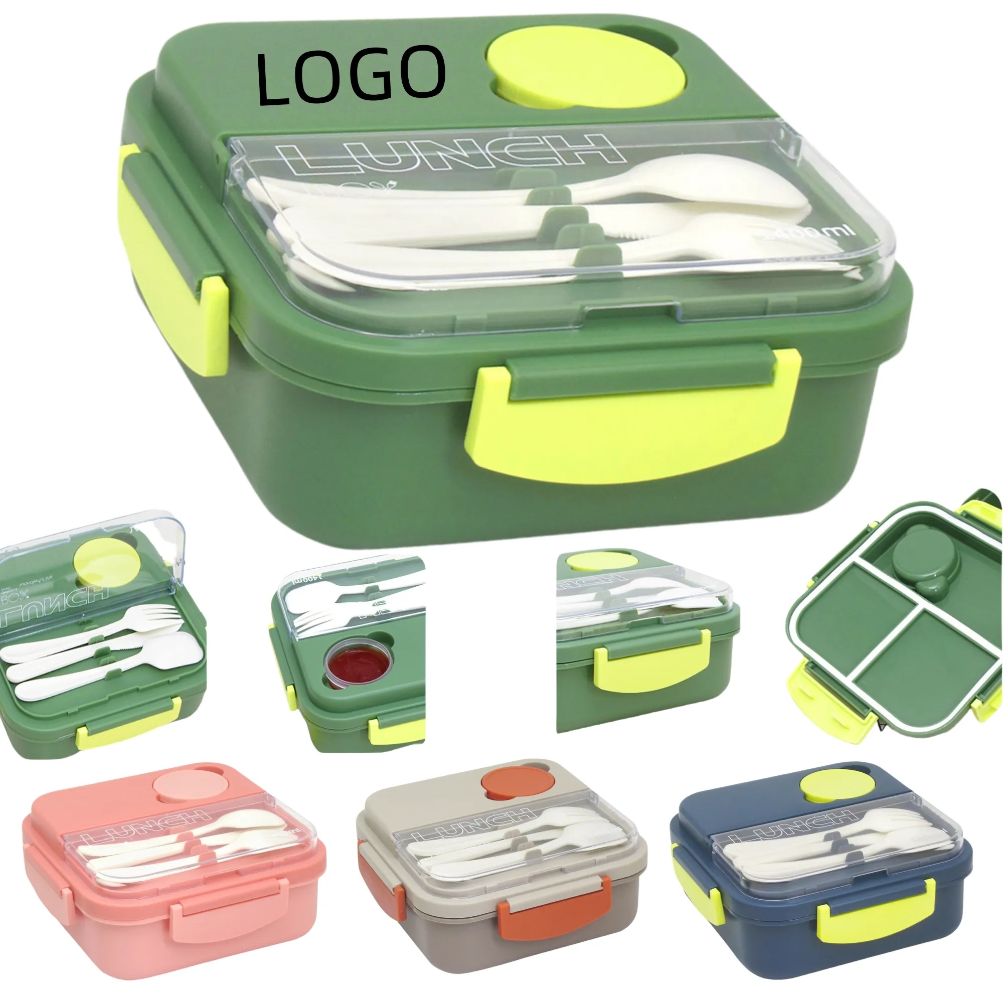 Square Portable Compartment Lunch Box 2