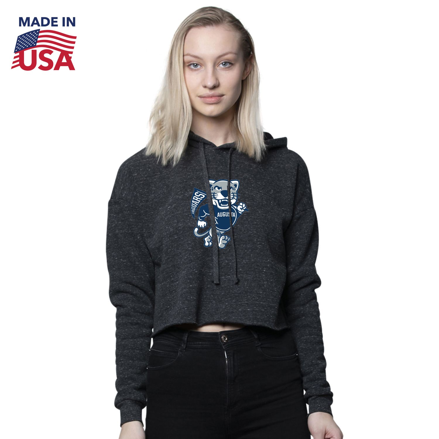 USA Made Women’s Eco Triblend Fleece Crop Hoodie 3