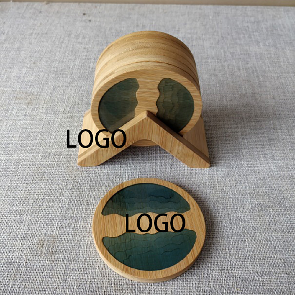 Eco-Friendly Bamboo Coaster Set with Stand 2