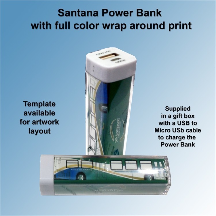 Santana Power Bank with Full Color Insert Wrap - 2800mAh