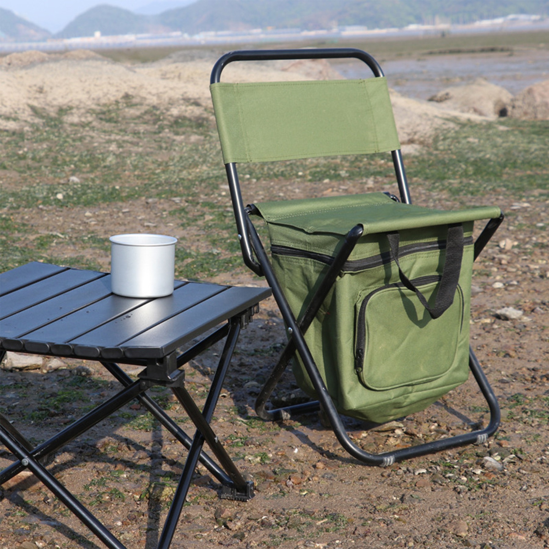 Foldable Compact Fishing Chair With Cooler Bag 3