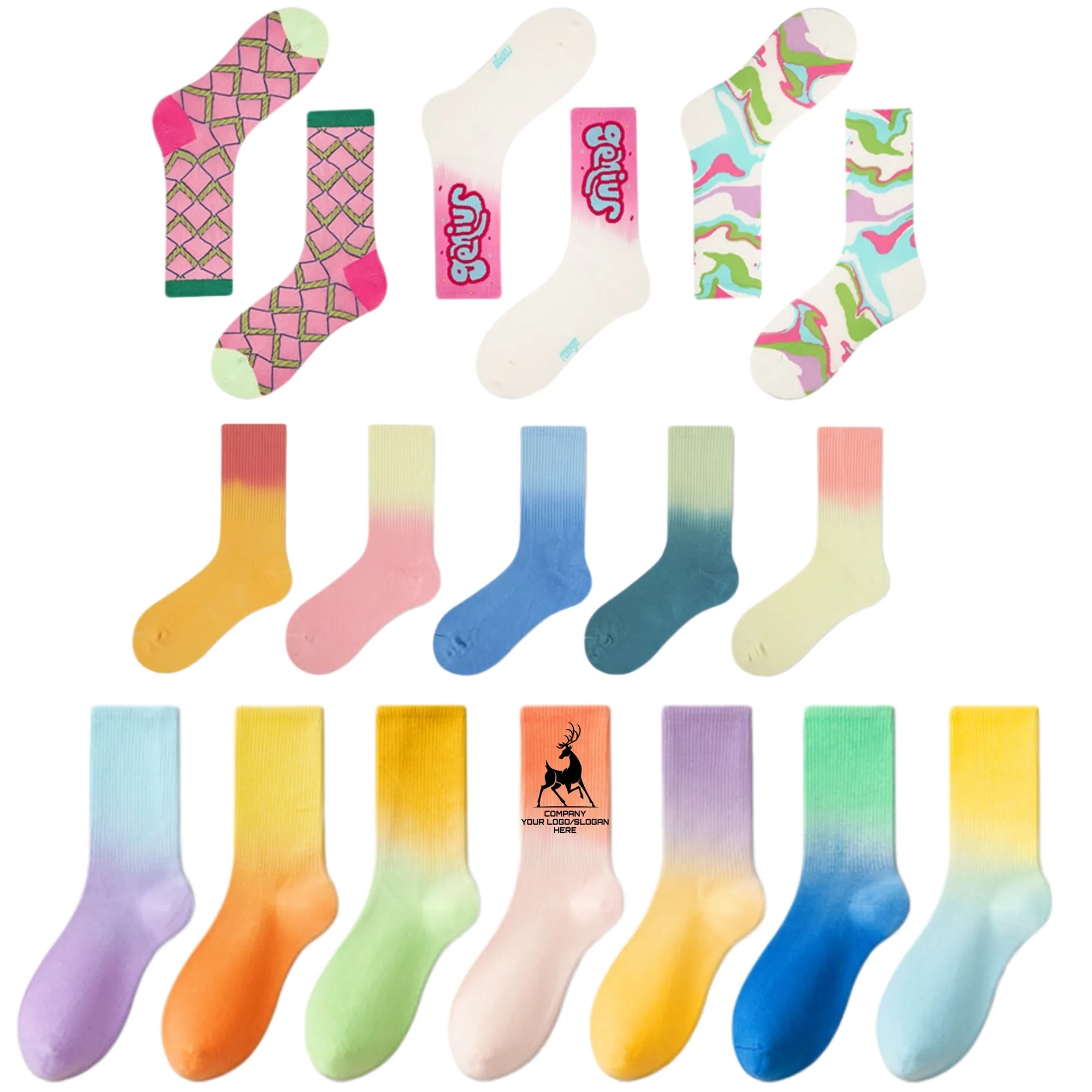 Colorful Medium Tube Socks