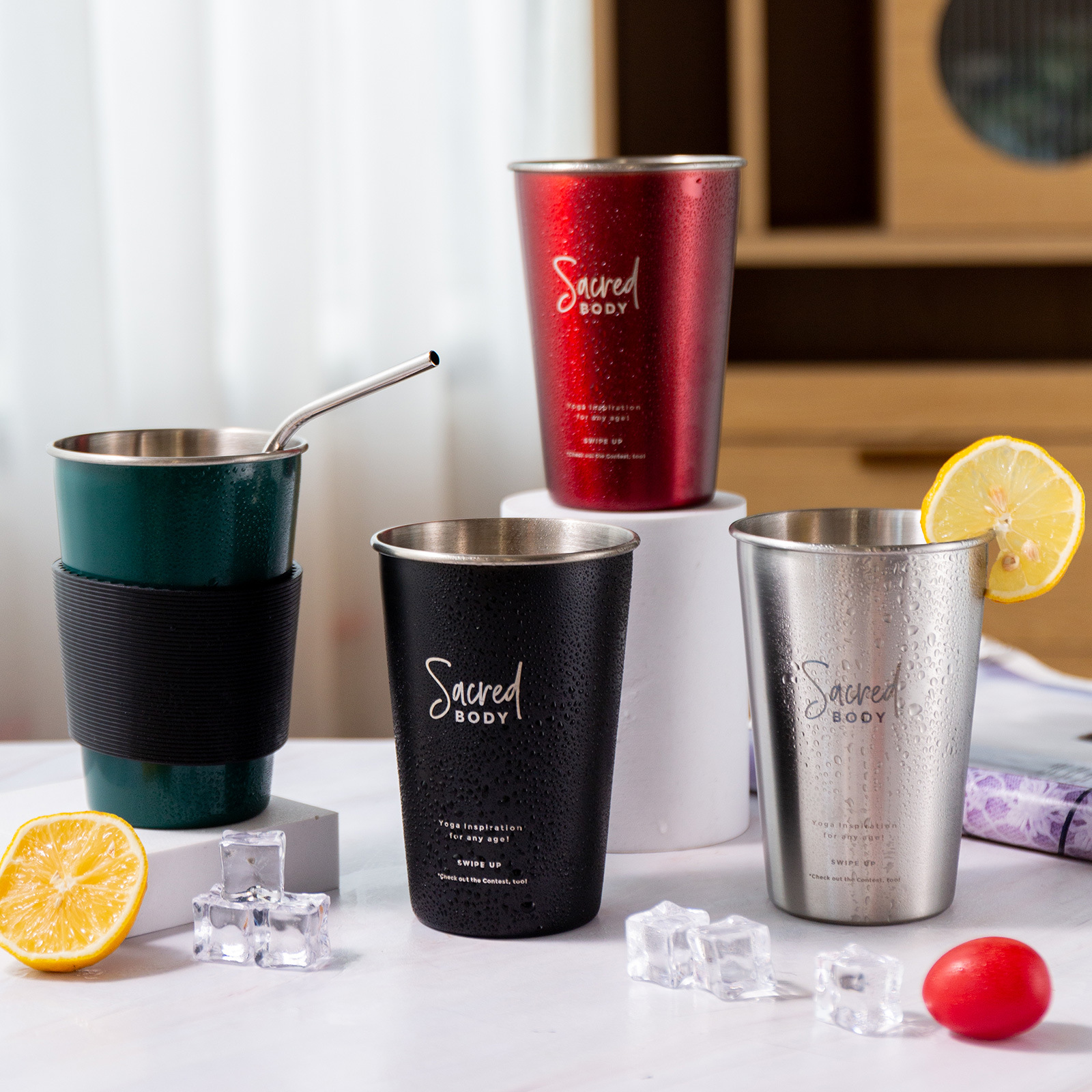 16 Oz. Stainless Steel Tumblers Travel Coffee Cups 3