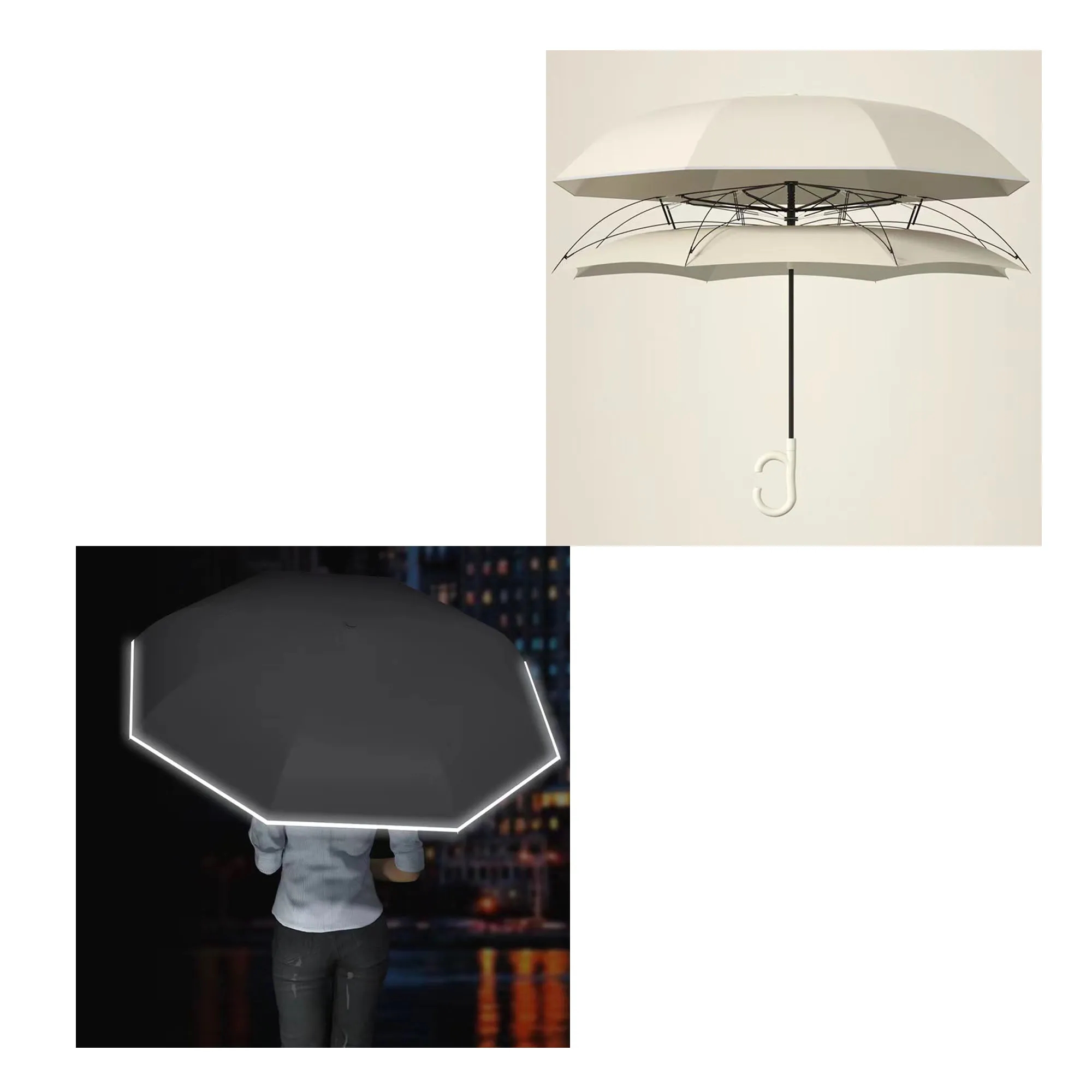 Double Layer Inverted Reverse Umbrella with C-Shaped Handle 3
