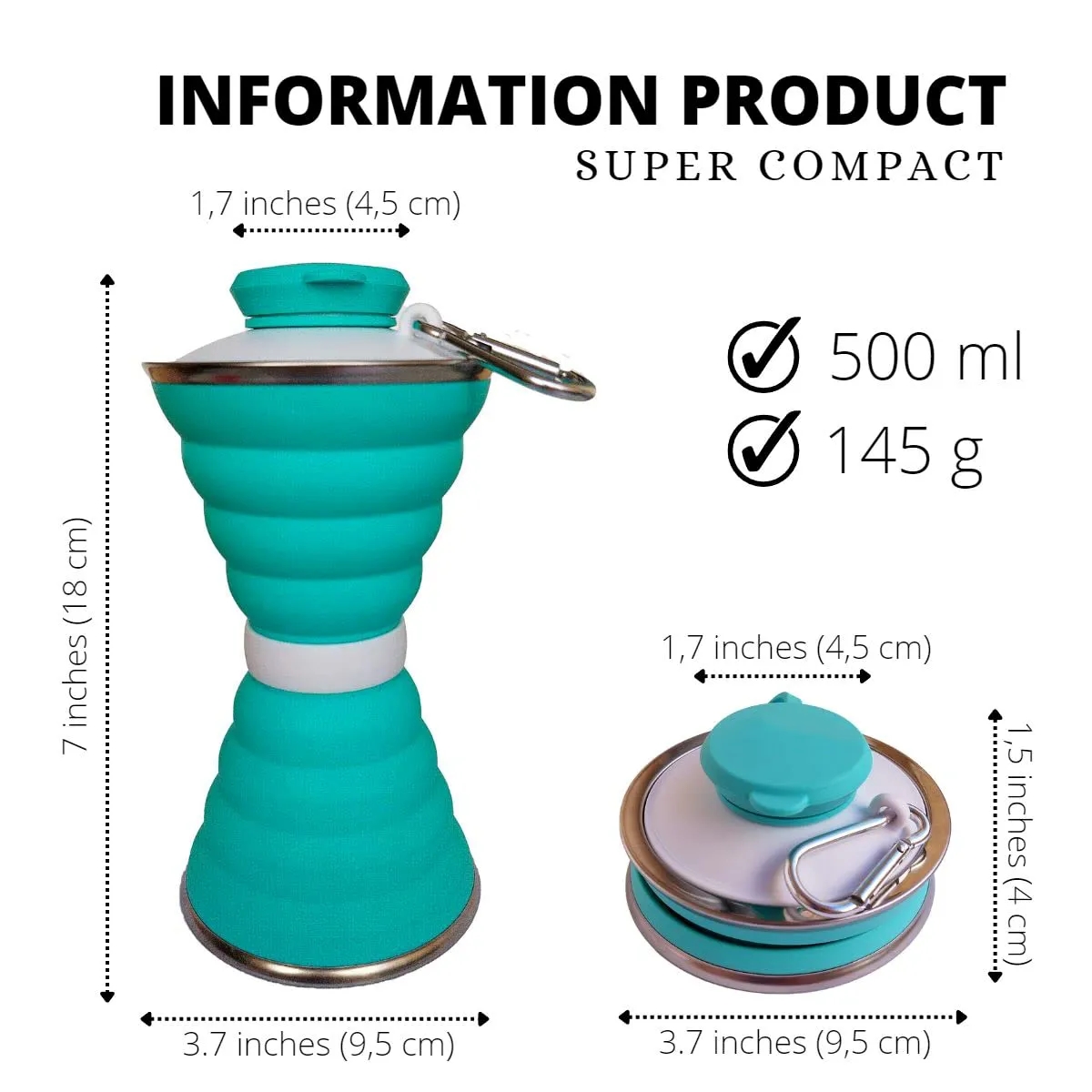 17 Oz Collapsible Water Bottles with Carabiner 10