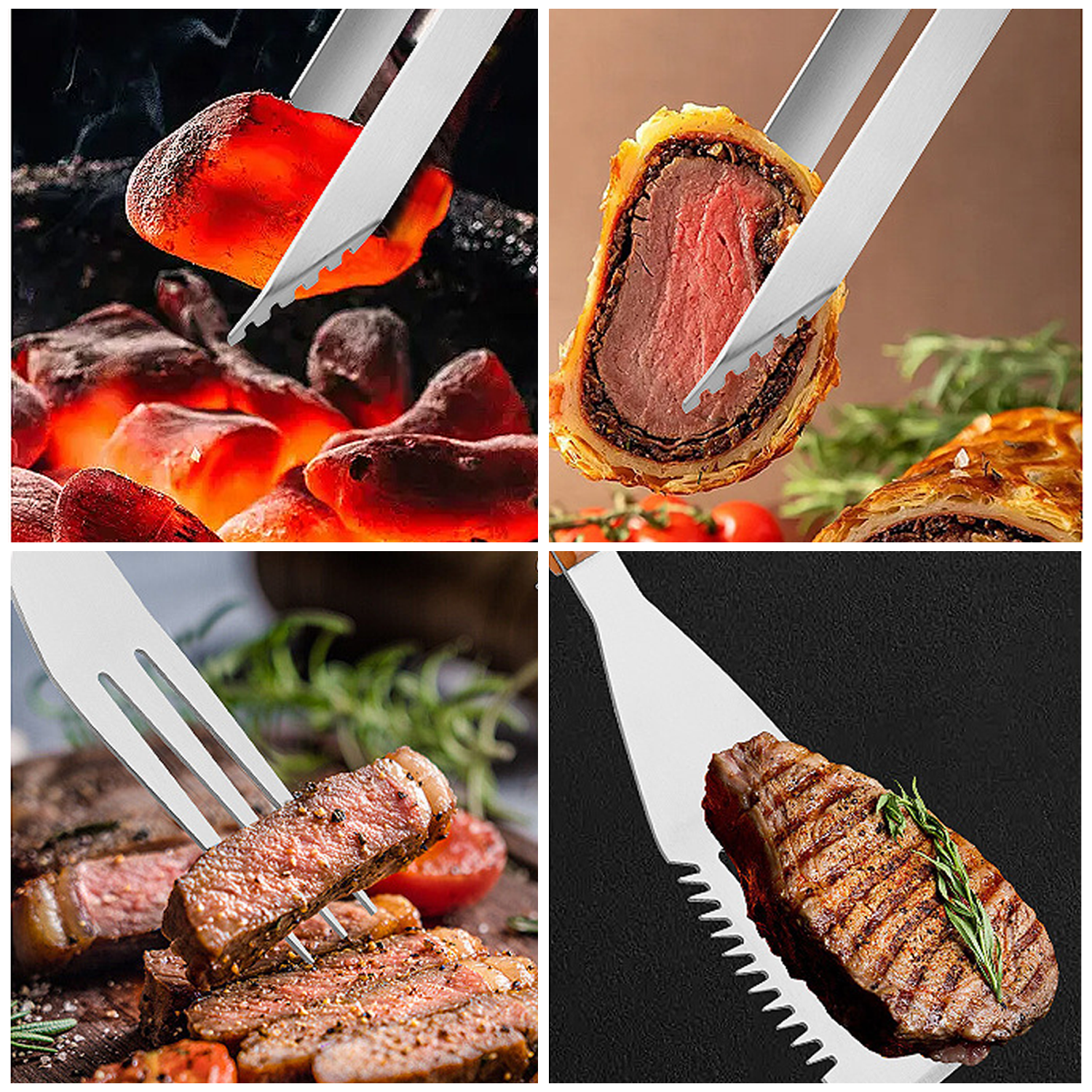 Outdoor Camping BBQ Tool Set with Fork Spatula and Tongs 9