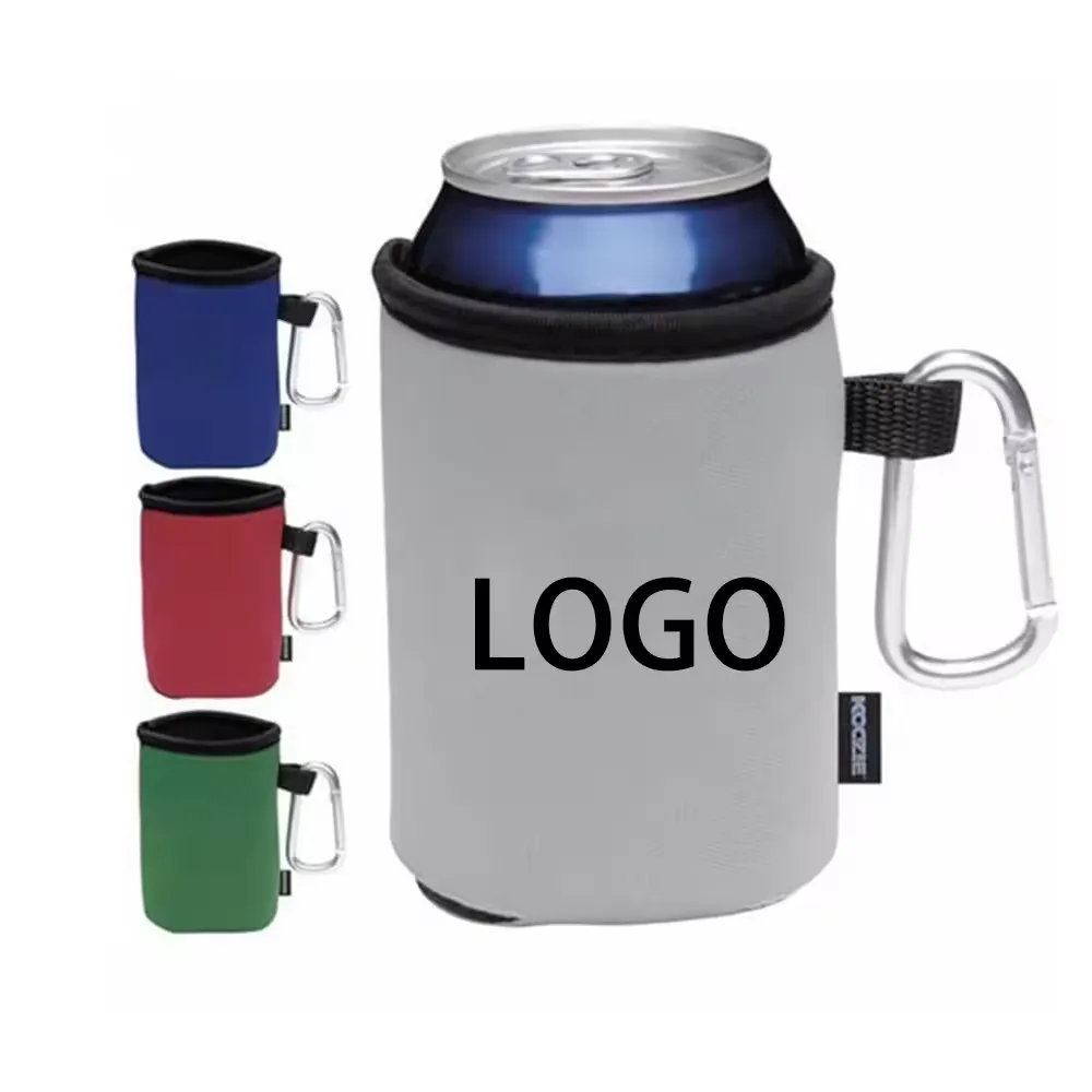 Can Cooler with  Carabiner, custom koozie with logo imprint 4
