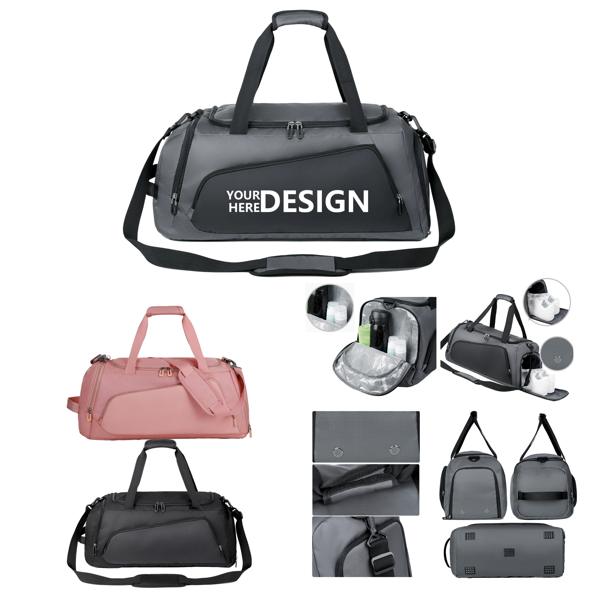 Polyester Large Capacity Independent Shoe Compartment Water-Repellent Travel Bag 2