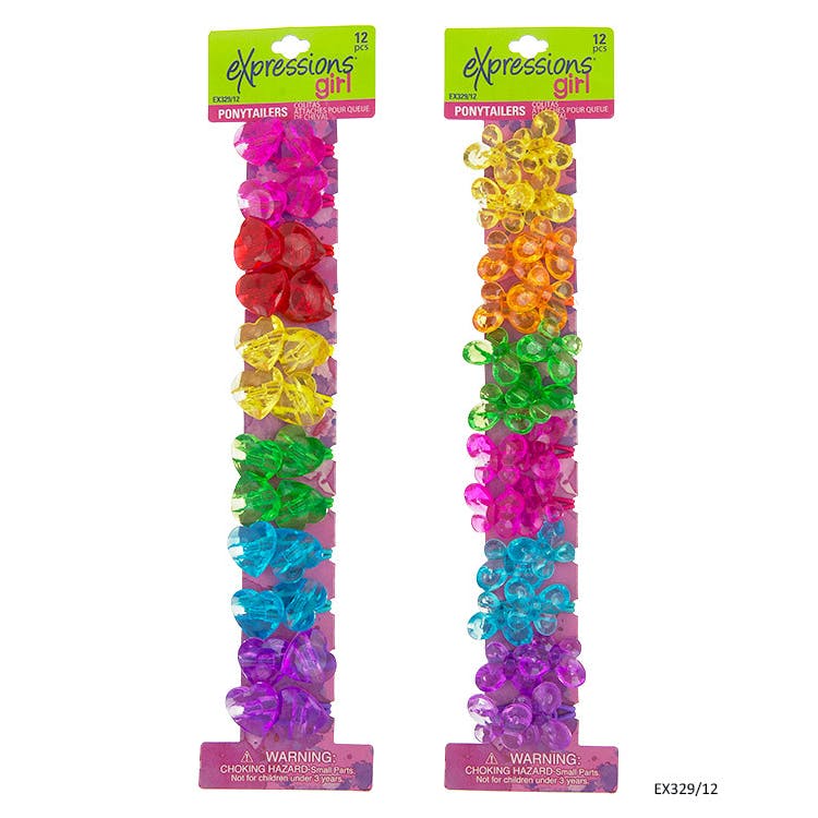Twin Bead Ponytail Holders - Hearts & Butterflies 2