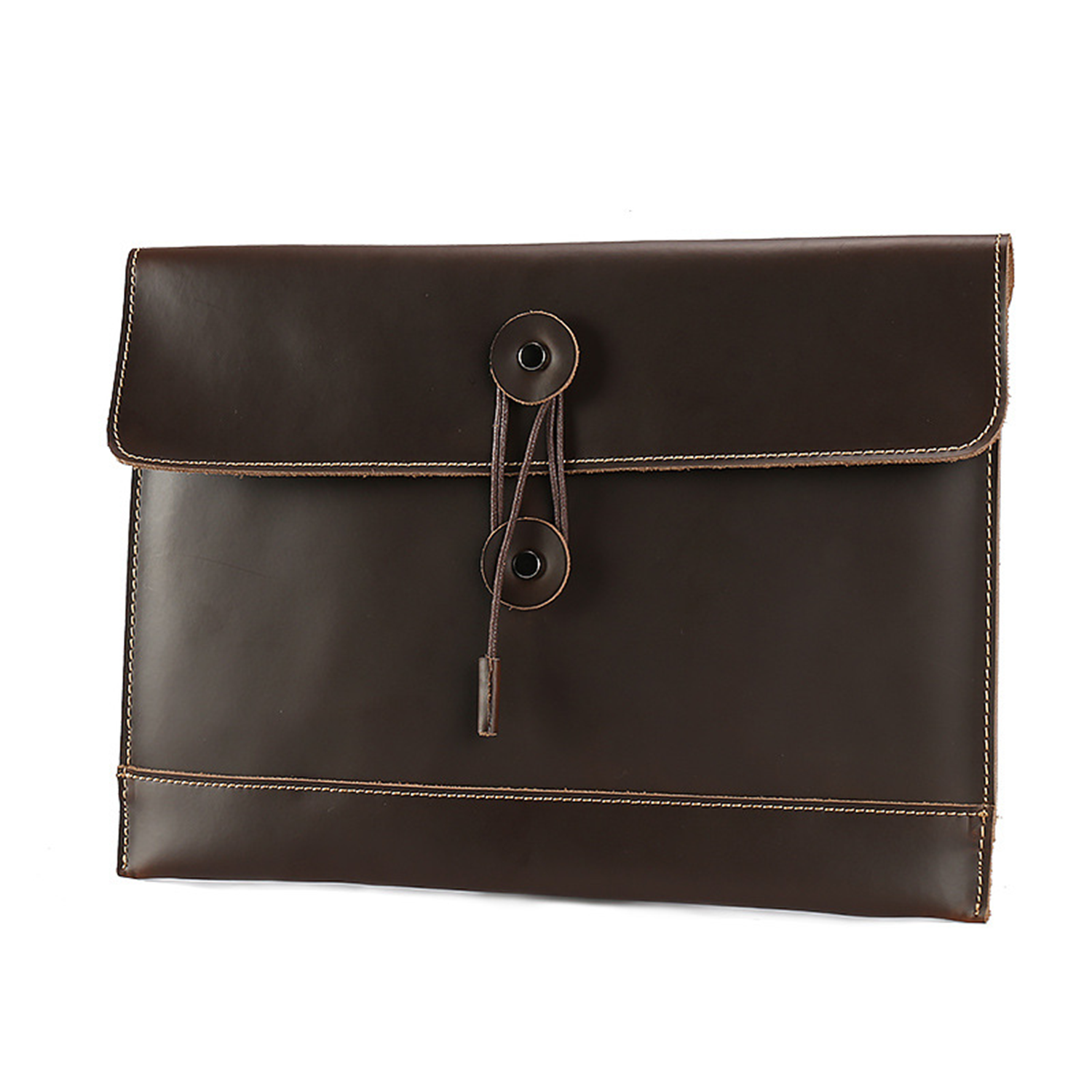 13 Inch String Tie Closure Cowhide Leather Document Bag 6