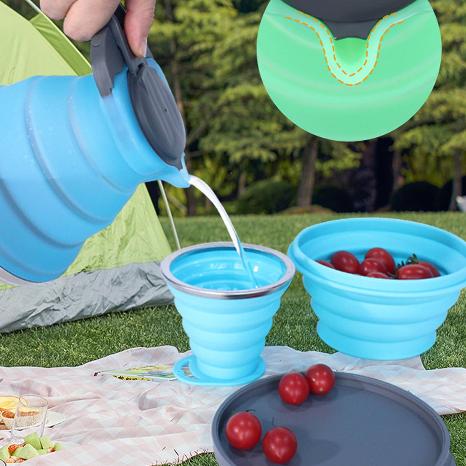 50Oz Portable Collapsible Camping Kettle Set 5