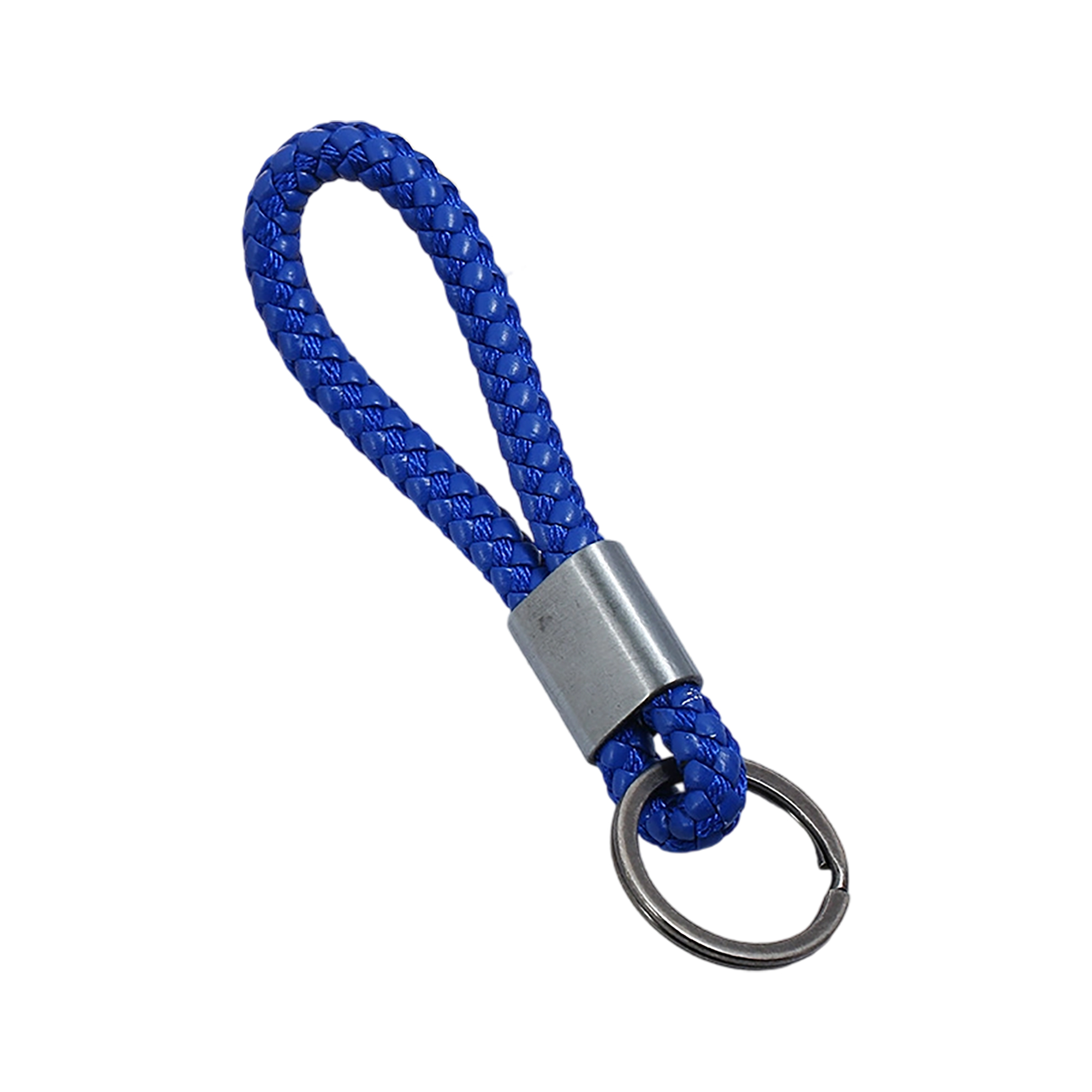Woven Leather Rope Key Ring With Metal Body 5" Length 4