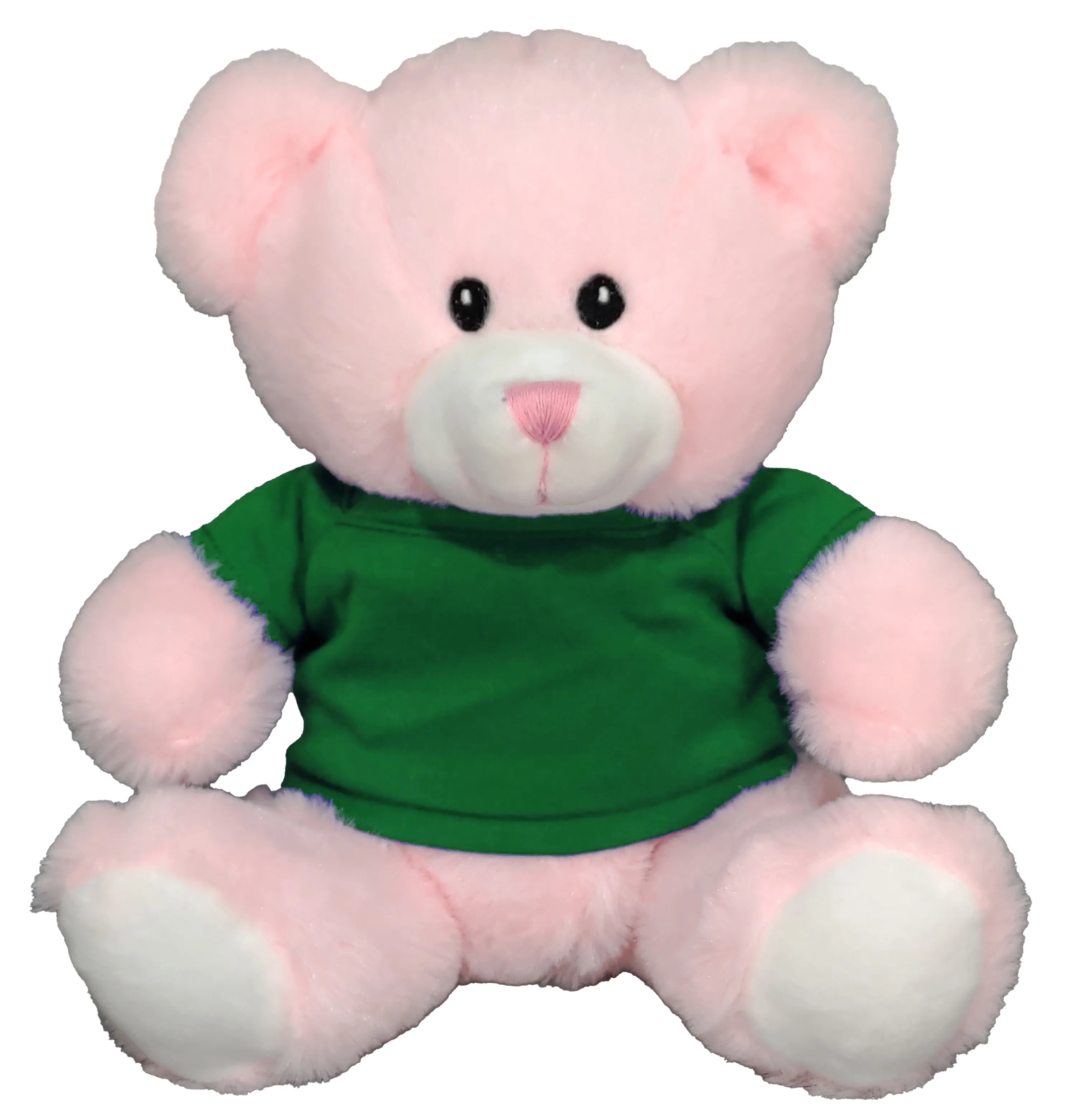 8" Embroidered Eyes Pink Bear 6