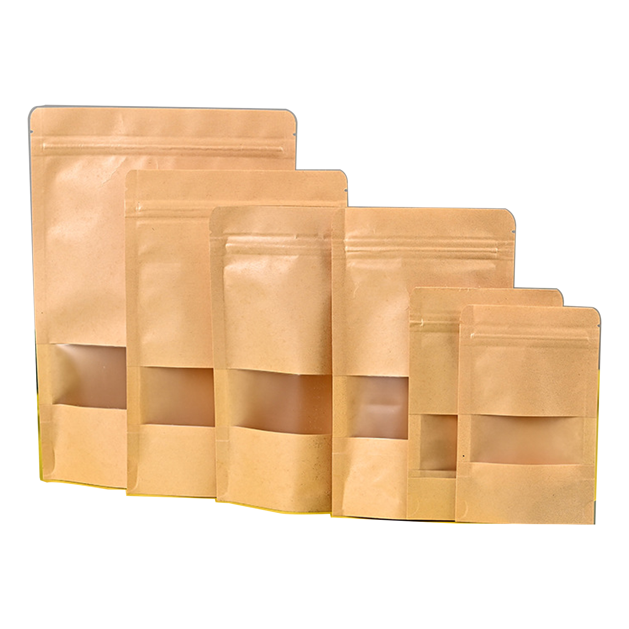 Resealable Kraft Paper Stand Up Pouch With Clear Window 2