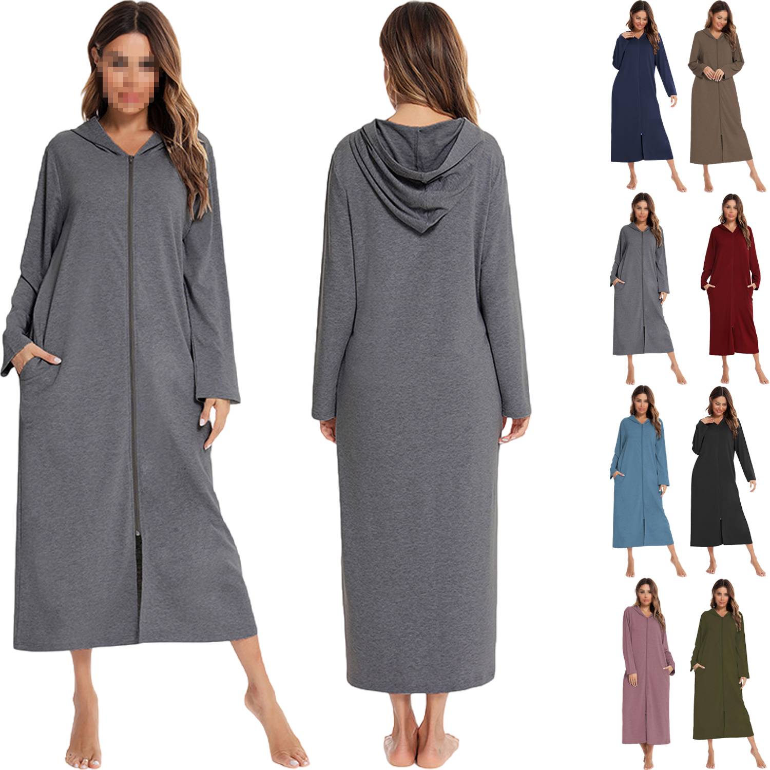 All-Season Long Zippered Housecoat Nightgown 12