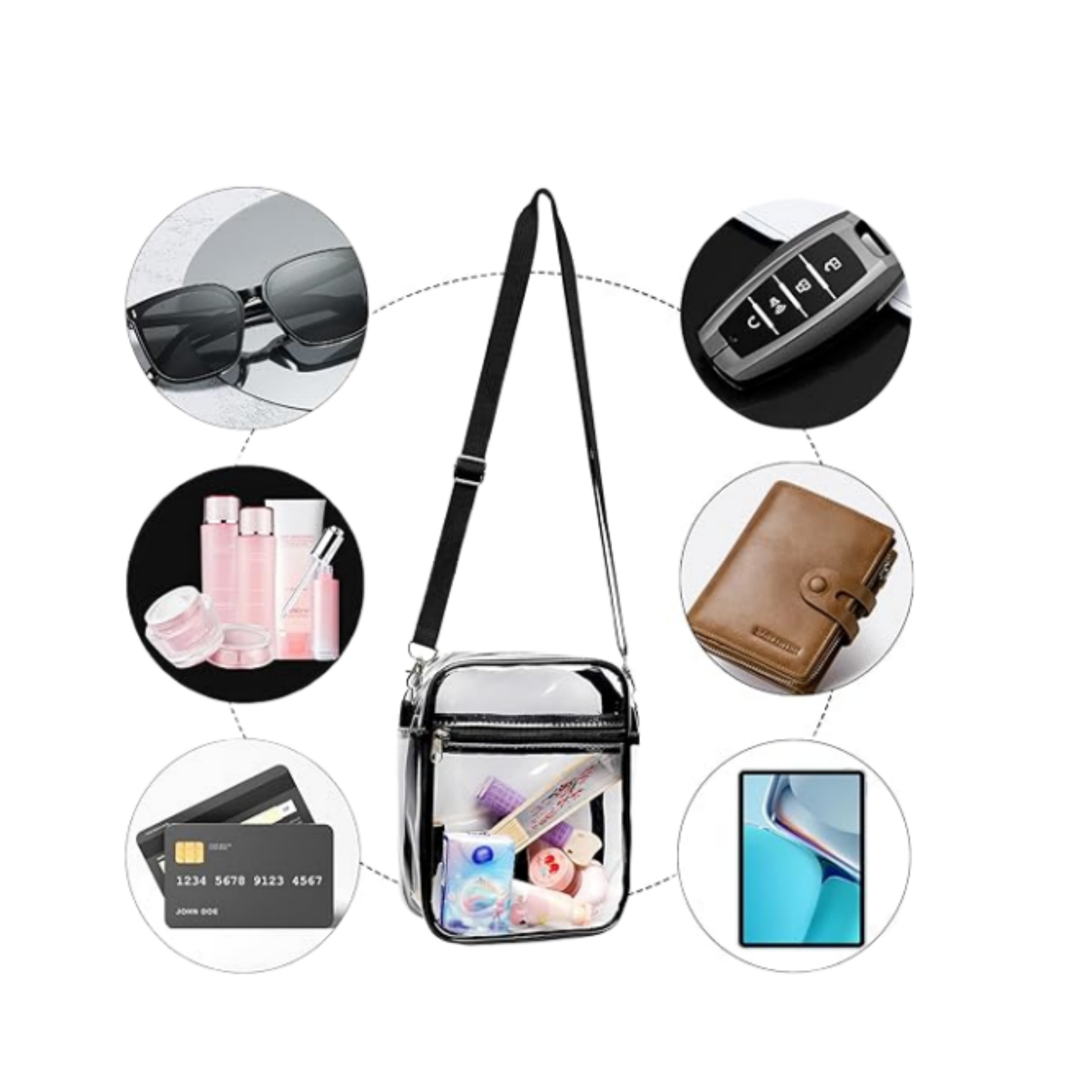 Large Clear CrossBody Bag Stadium Approved Clear Purse 3