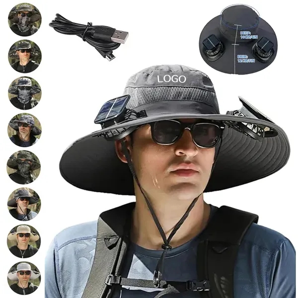 Wide Brim Solar Fan Hat with Sun Protection Cooling Hat 3