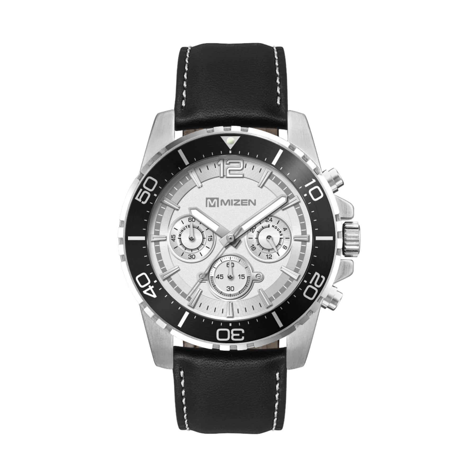 44MM, SILVER METAL CASE, BK BEZEL, CHRONO MVT 4