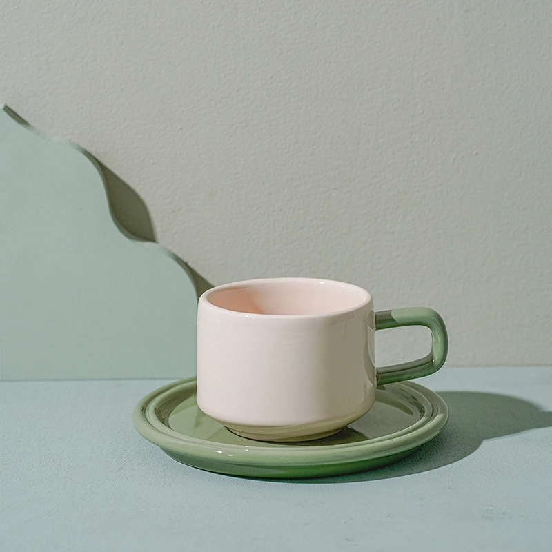 Custom 8.4 OZ. Ceramic Tea Cup Coffee Mug with Saucer Set 11