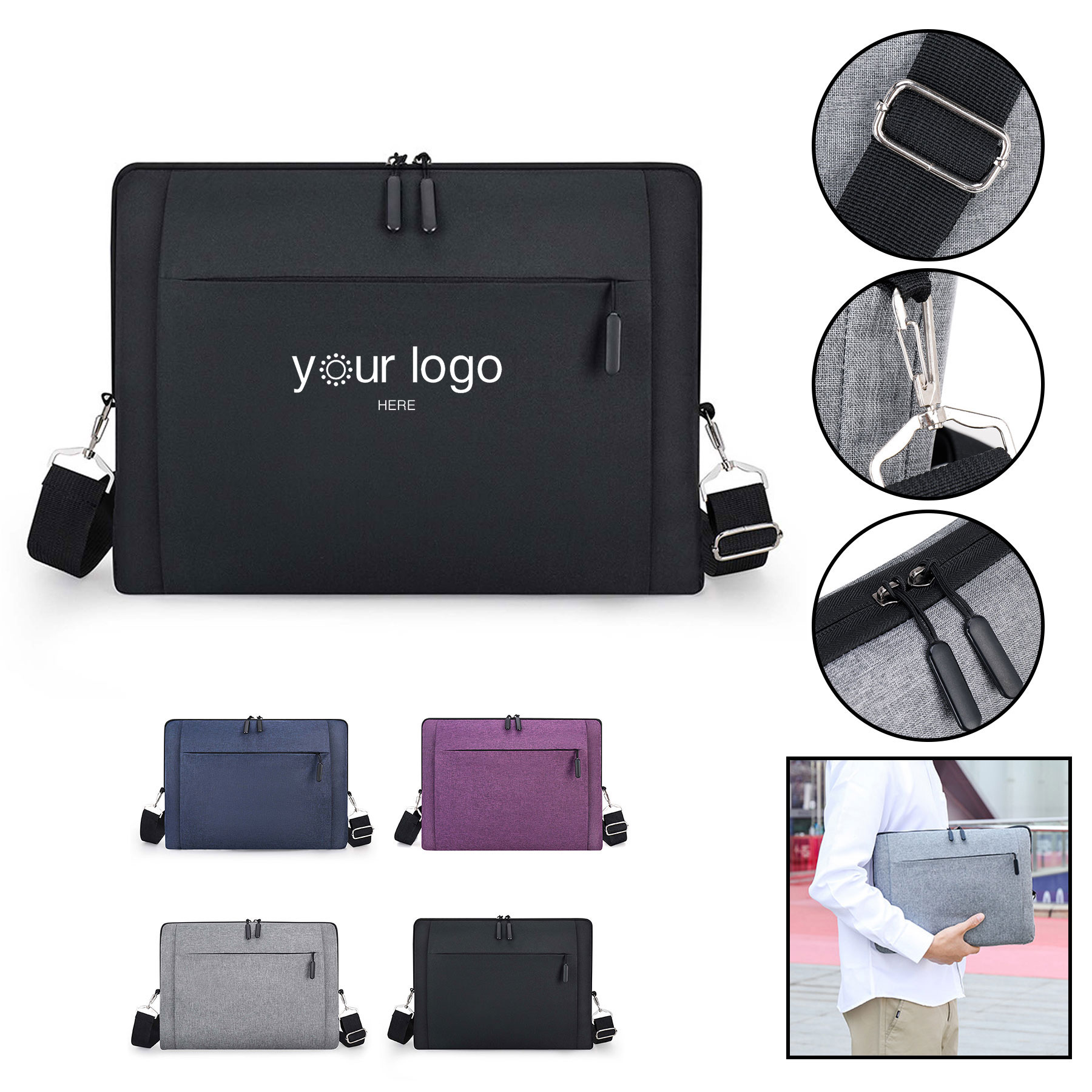 Water-resistant 15.6" Laptop Bag With Shoulder Straps 2