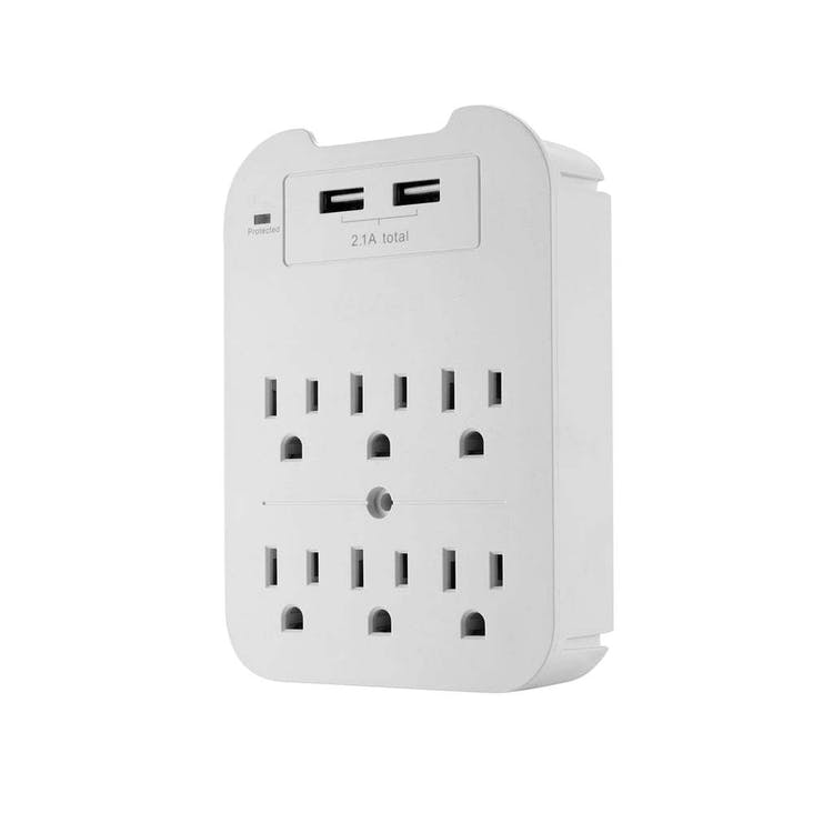 Surge Protectors - 6 Outlets 2 USB Ports White 2