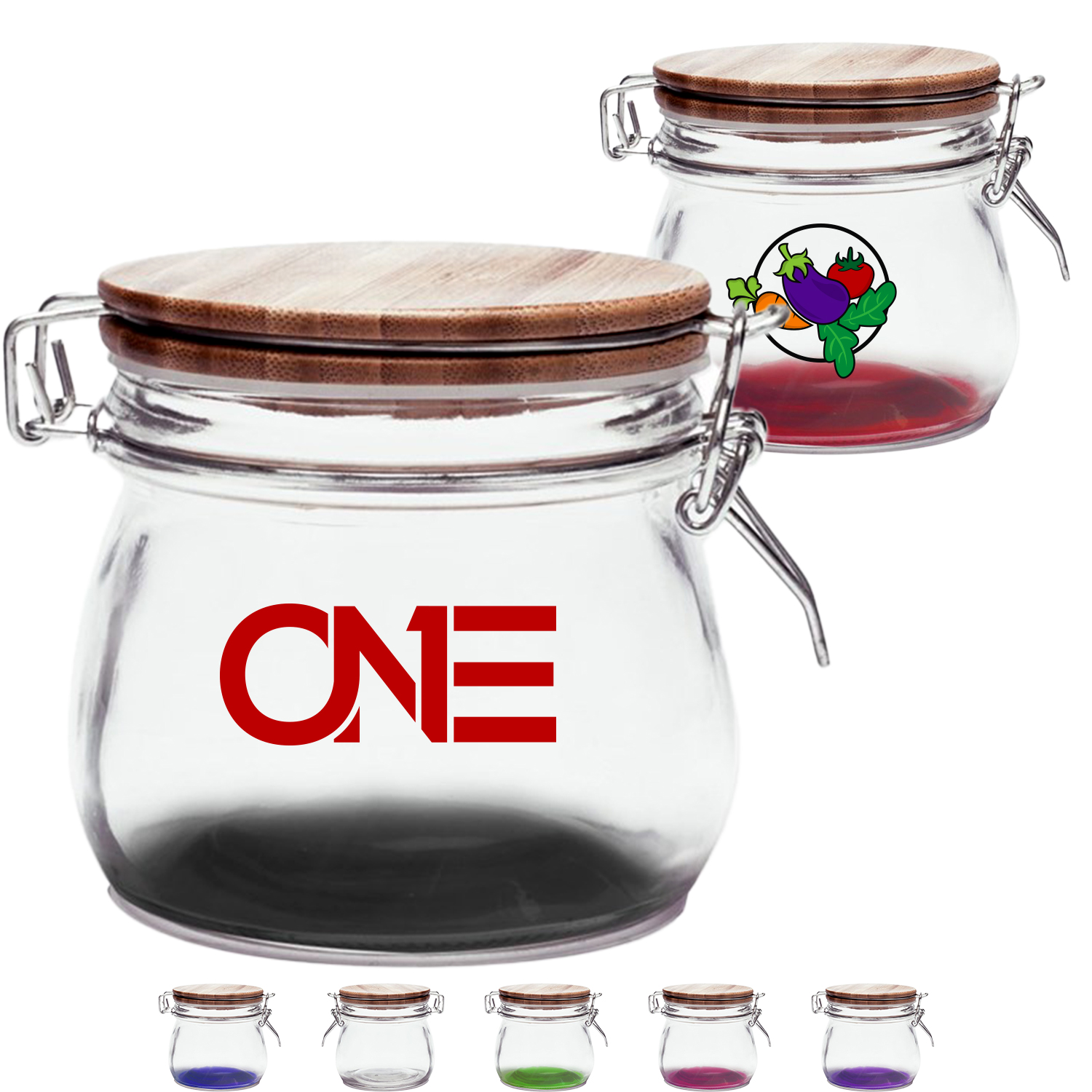 16 oz. Glass Candy Jars w/ Wire Wooden Lid 2