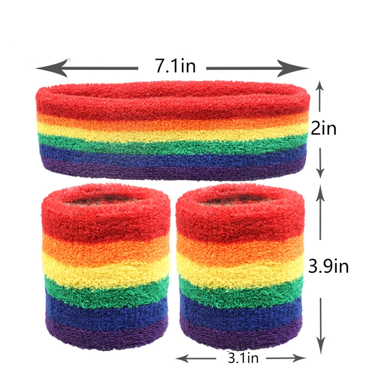 Striped Sweatband Set -1 Headband And 2 Wristbands 5