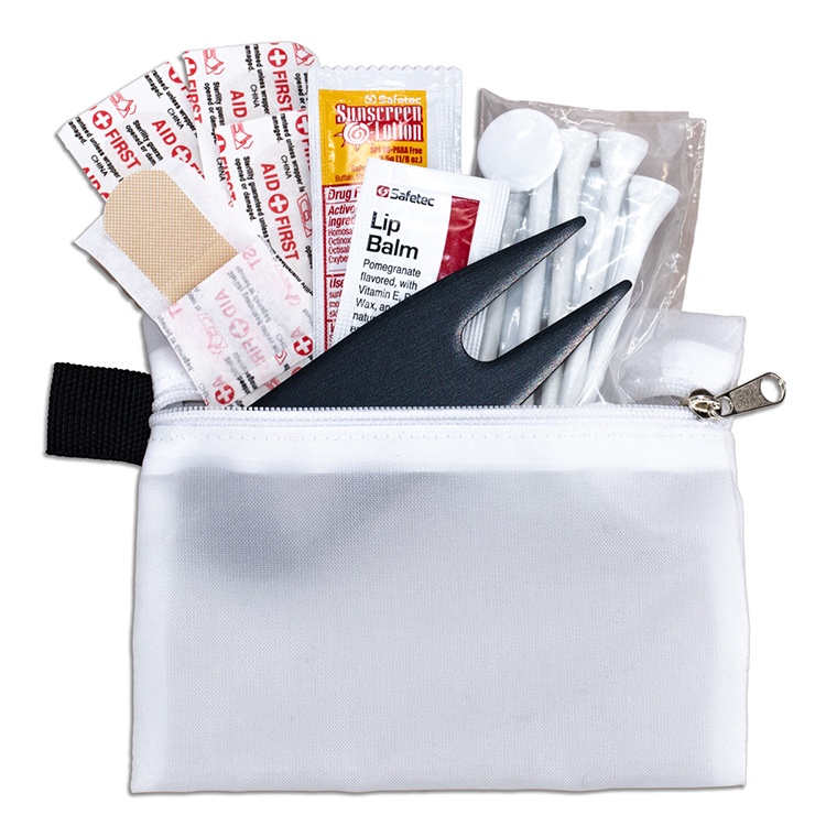 "DEL MONTE" 14 Piece Golf Kit Components inserted into Zipper Pack 12