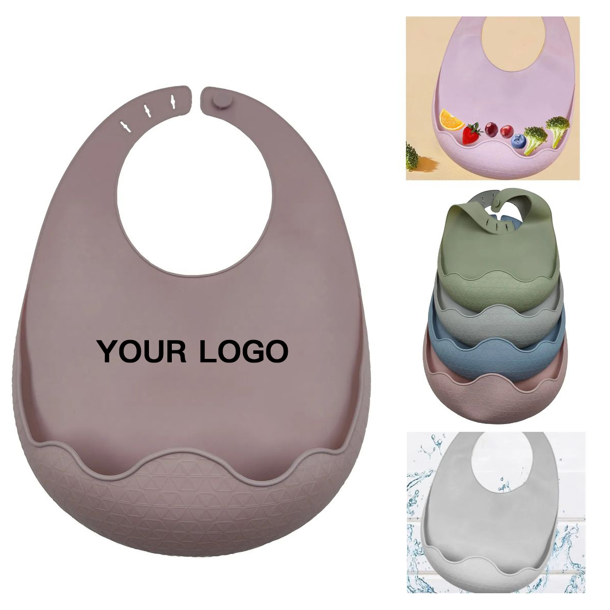 Soft Silicone Bib with Adjustable Closure for Babies 2