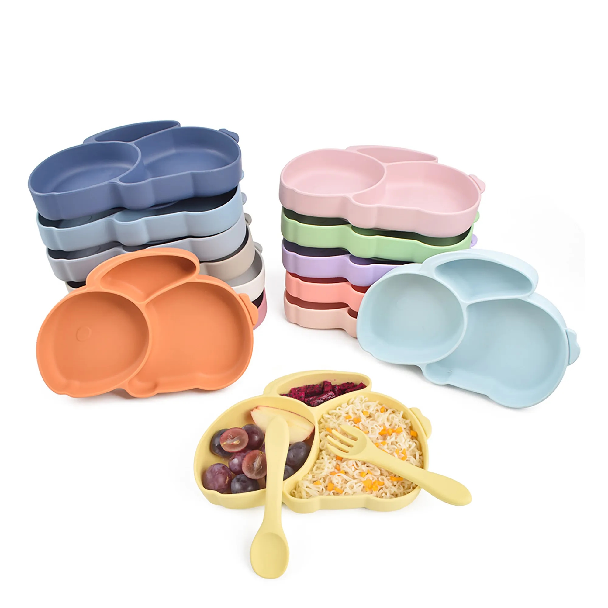 Strong Suction Silicone Divided Baby Plate 4