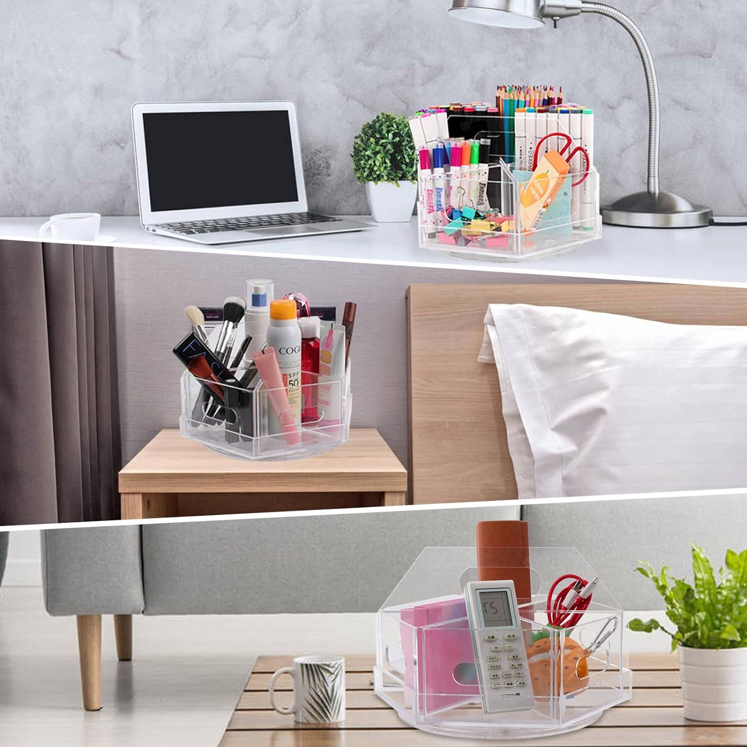 Marker 360-Degree Rotating Pen Organizer With 6 Compartments 4