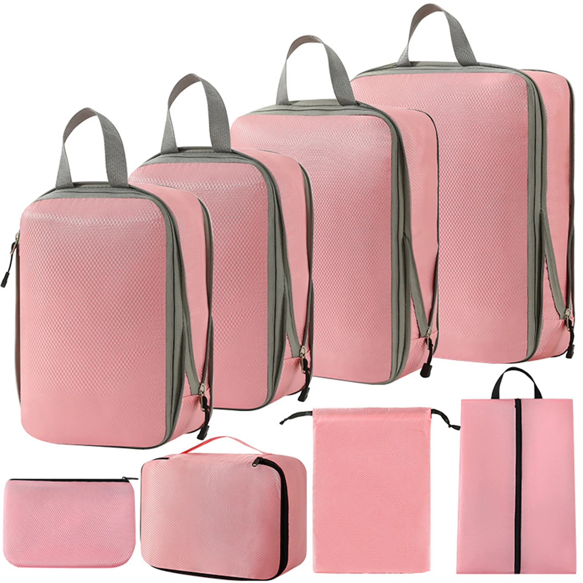 8 Set Compression Packing Cubes Travel Accessories 8