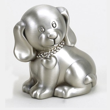 Pewter Puppy Bank 2