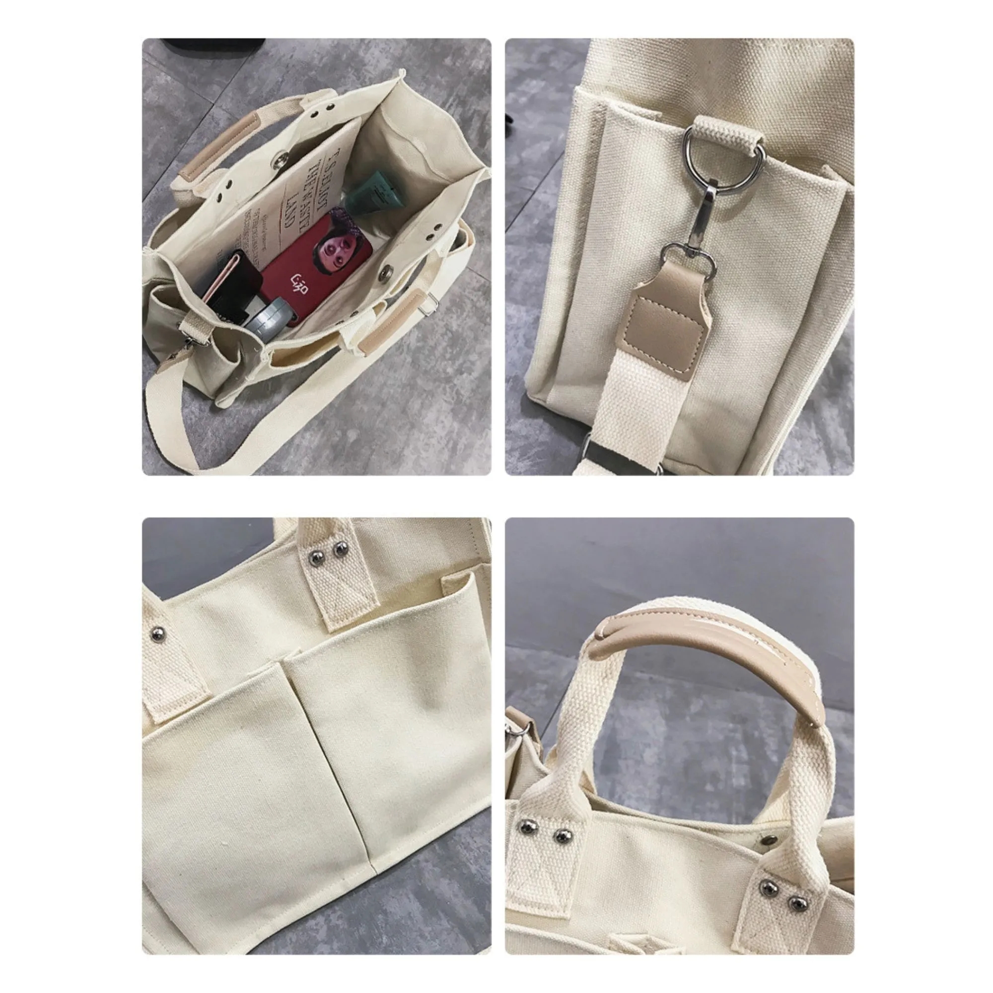Large Capacity Multi Pocket Canvas Shoulder Bag 2