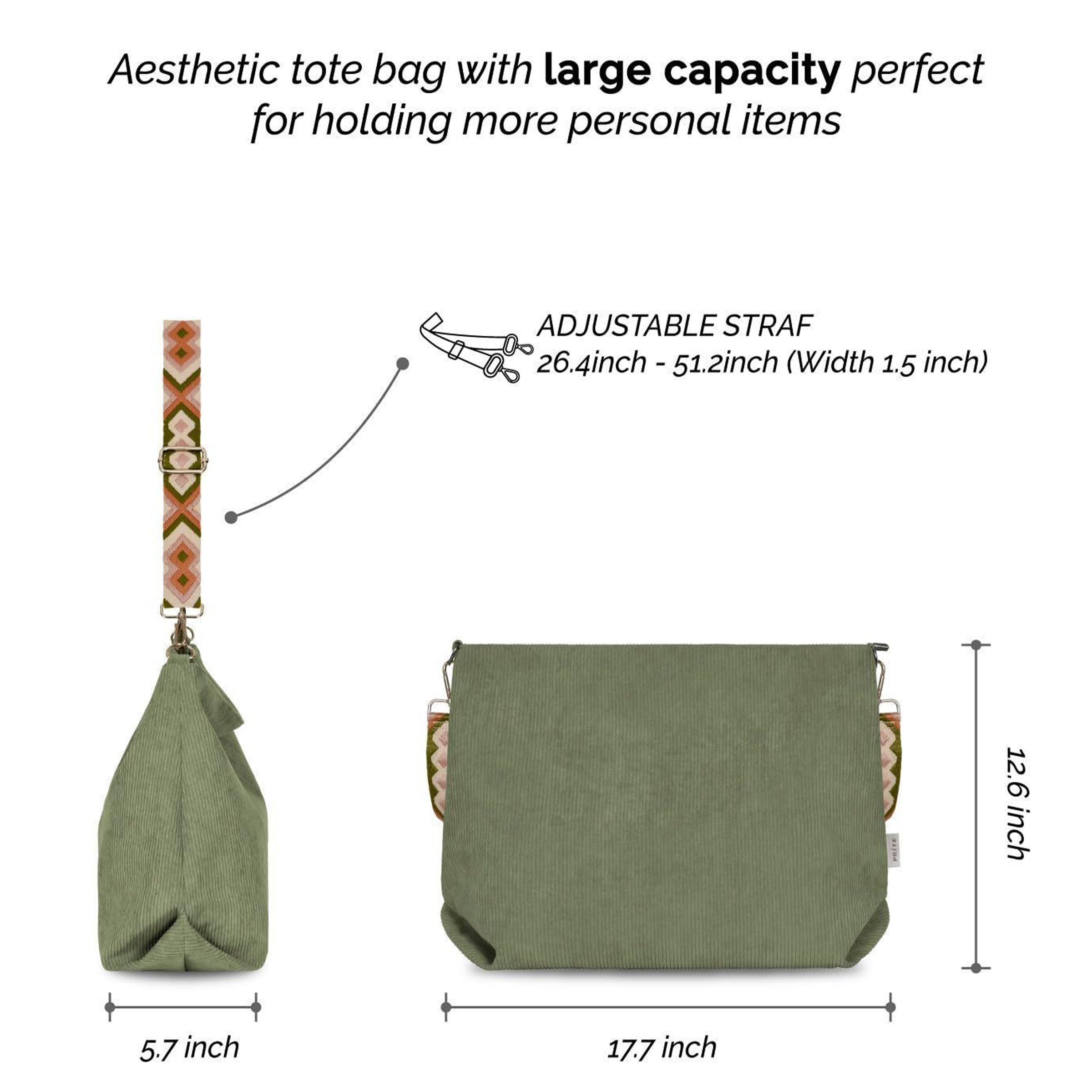 Corduroy Large Capacity Adjustable Mailman Bag 4