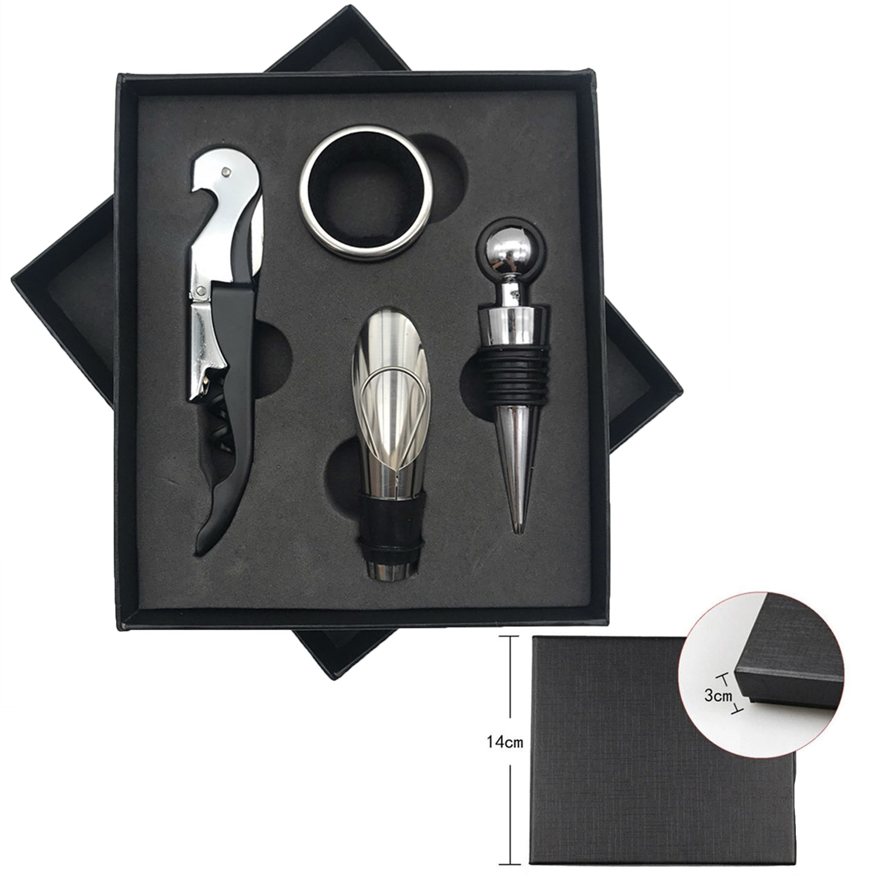 Wine Corkscrew Set 4 Pieces Stainless Steel Opener Multifunctional Tool 1
