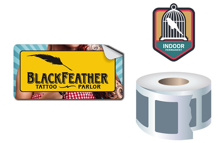 Roll Stickers / Decal - Indoor Permanent - 2x1 Rectangle Shape 2