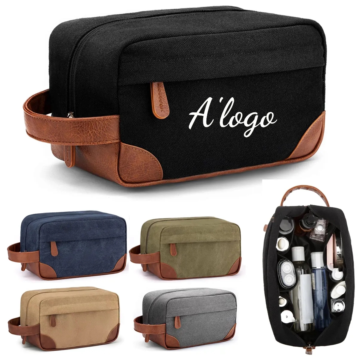 Canvas Toiletry Bag Hanging Dopp Kit Unisex 6
