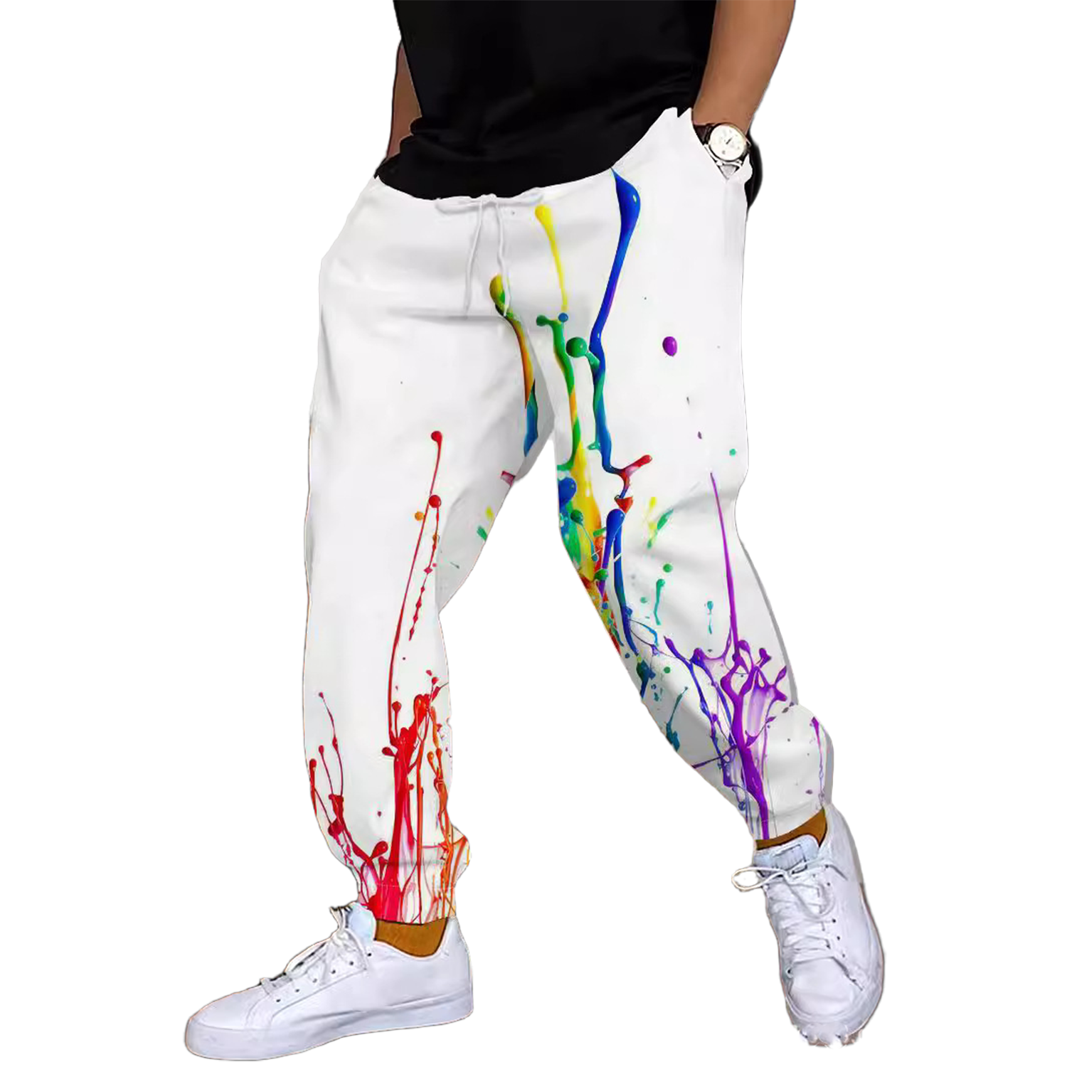 Men Sports Jogger 3D Printed Casual Pants w/ Drawstring 8