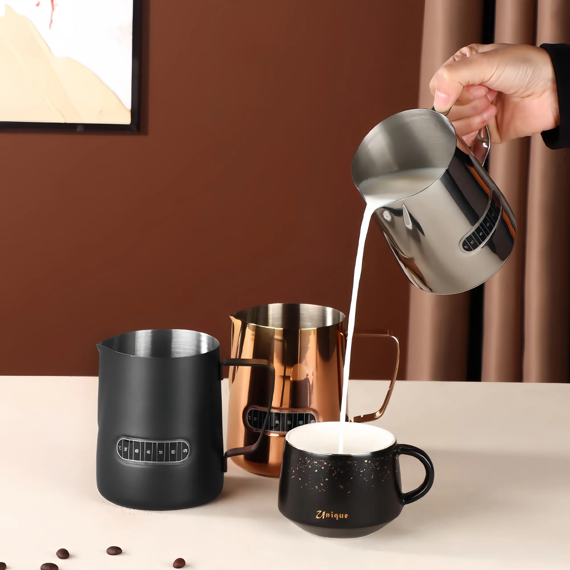 Stainless Steel Temperature Sensitive Milk Frothing Pitcher 2