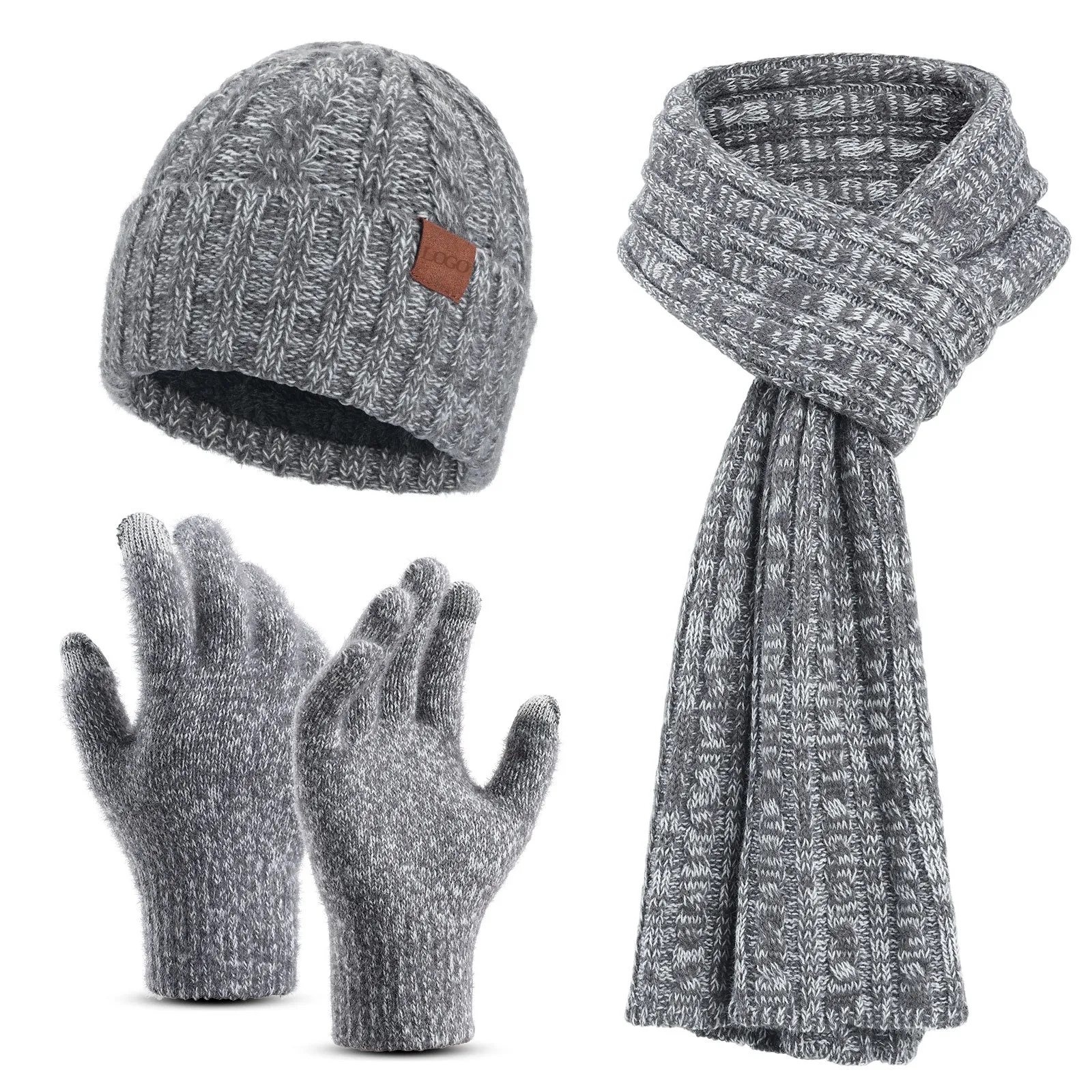 3-in-1 Winter Warm Knit  Hat Scarf  Gloves Set 2