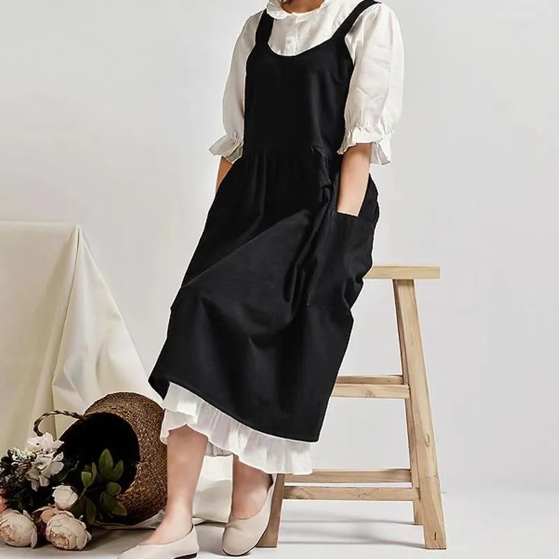 Wholesale Cotton Chef Aprons for Women Cross Back Design with Pockets Bulk Order 3
