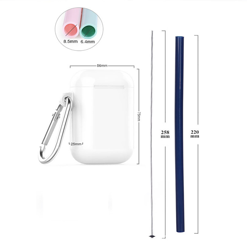 22CM Reusable Folding Silicone Straw Set 2