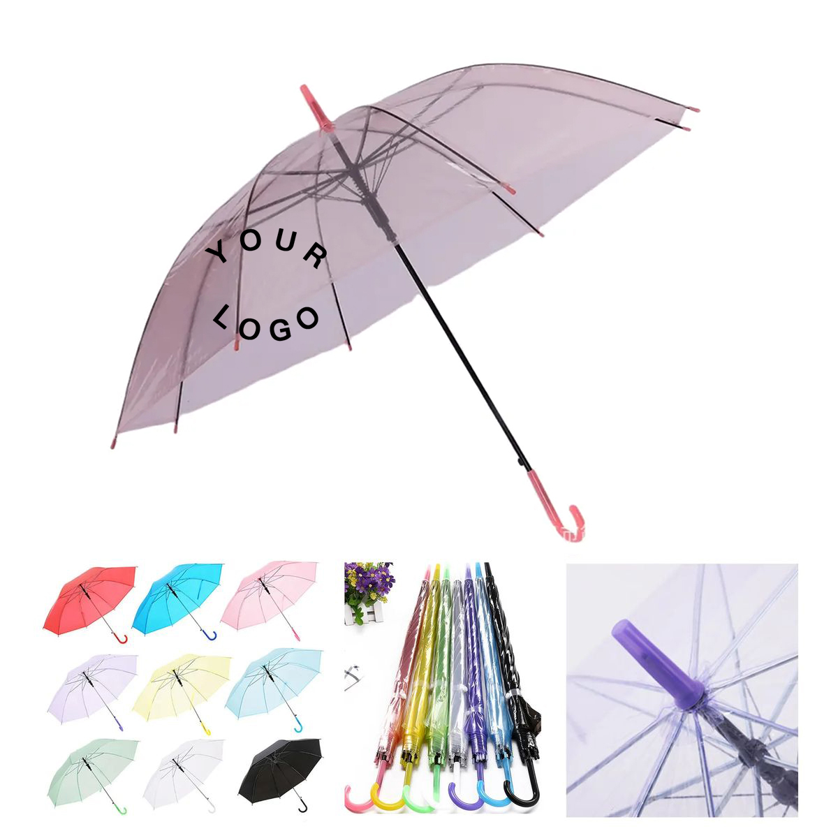 Curved Handle Transparent Umbrella for Weddings 5