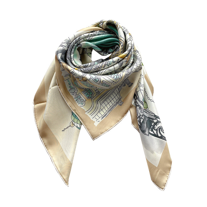 35'' Square Silk Like Head Scarf, Satin Head Scarf 3