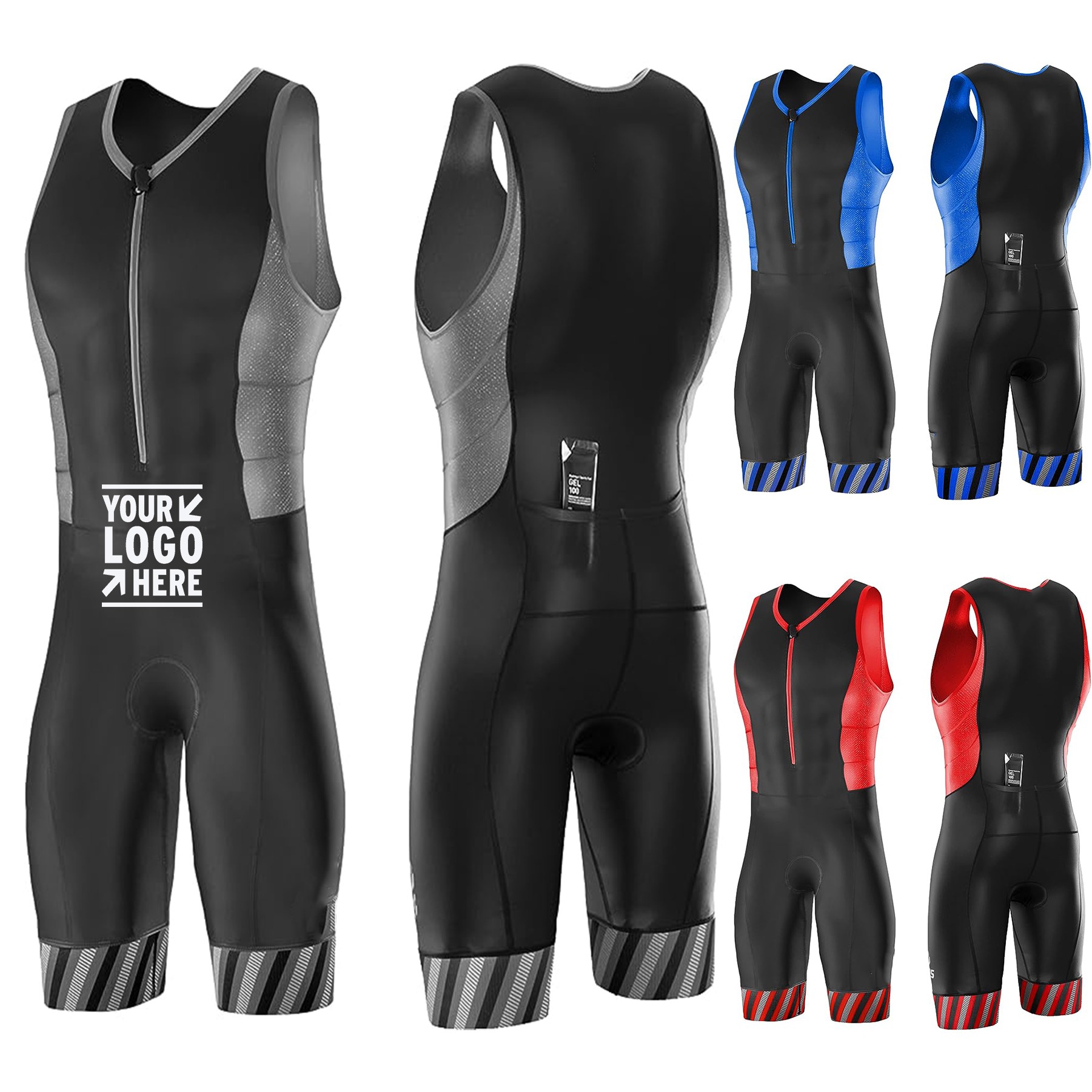 Suitable For All Abilities Triathlon Suit Mens Trisuit Durable FRT Fabrics Sleeveless Tri Suit 3